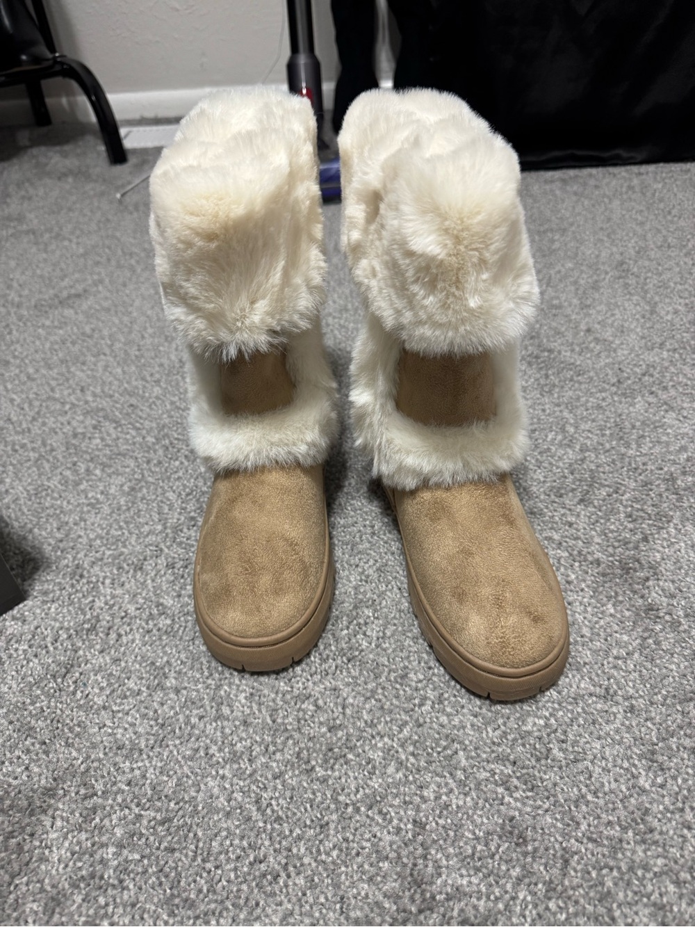Style & Co. Tan Winter Boots with Cream Faux Fur Cuff